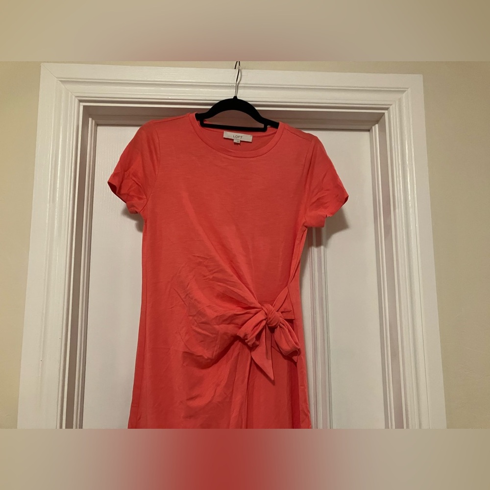 NWT LOFT Women’s Small Long Pink Tie Waist Dress - Picture 2 of 7